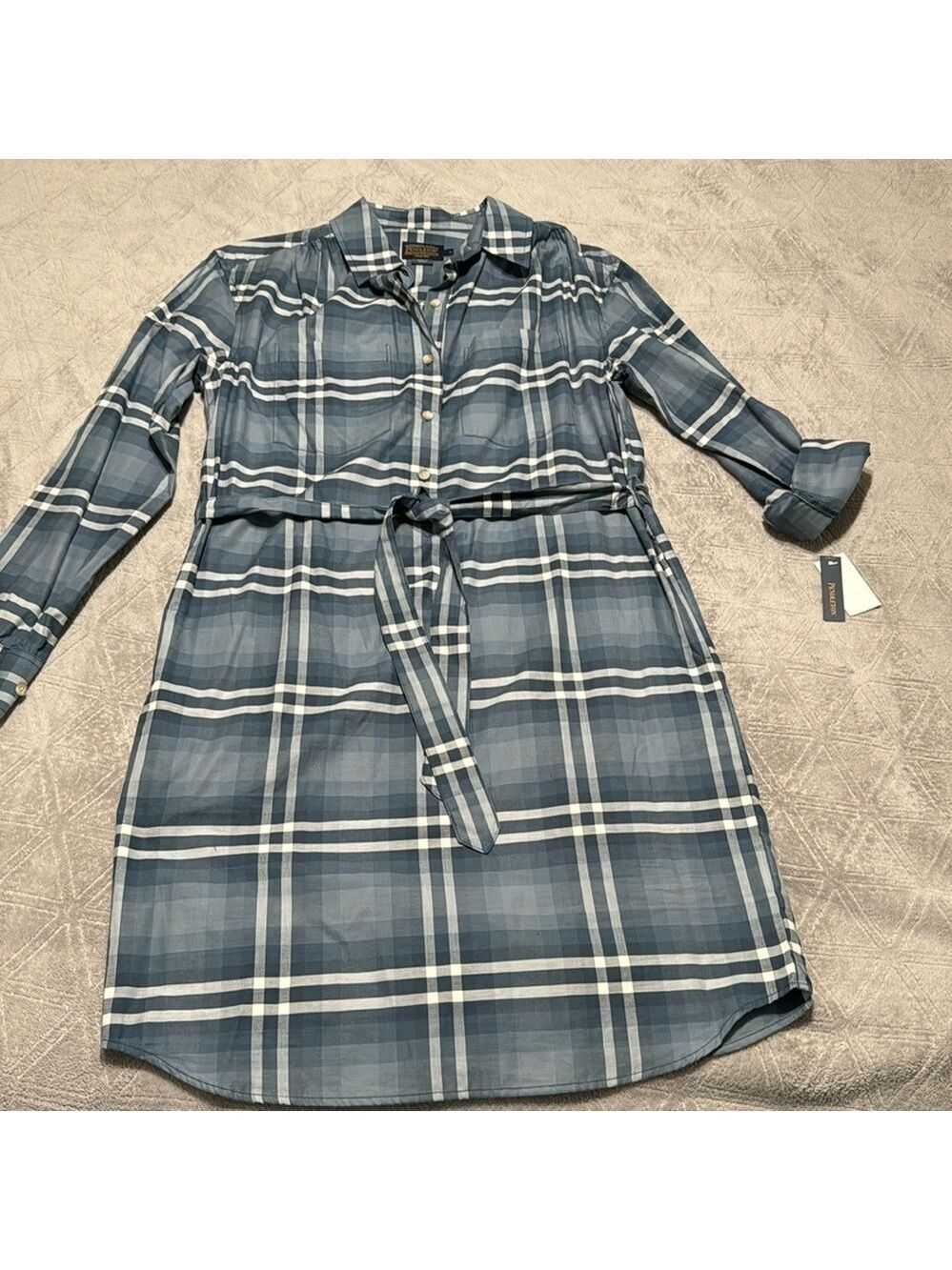 Cotton plaid shirt dress - Picture 2 of 9